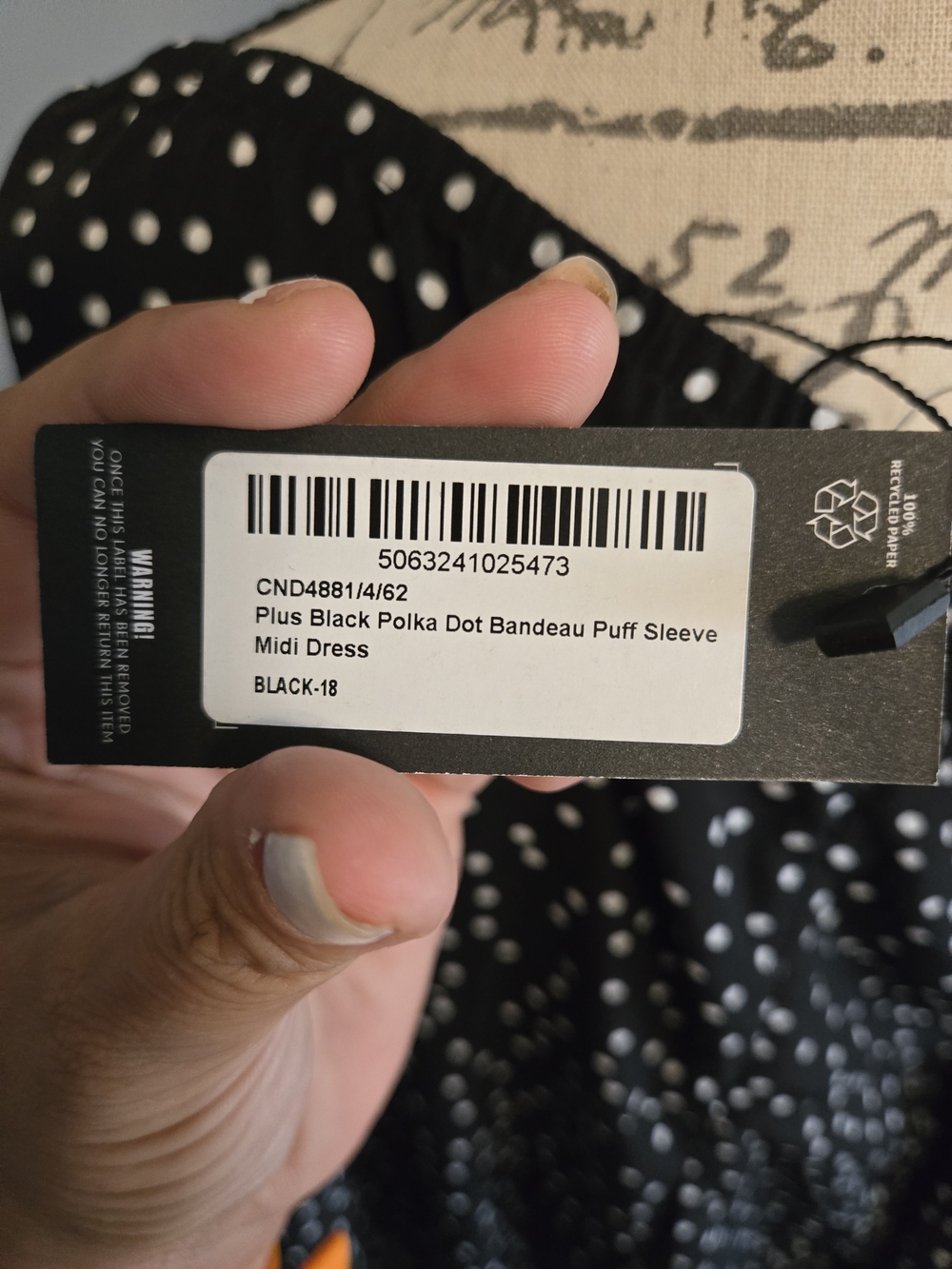 PrettyLittleThing Black Polka Dot Bardot Midi Dress - Picture 9 of 9